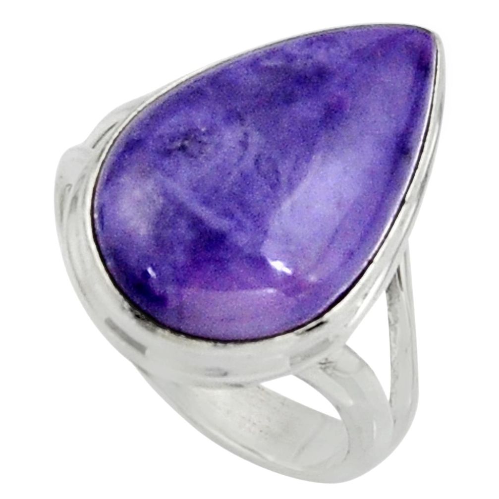 12.07cts natural purple tiffany stone 925 silver solitaire ring size 7.5 r11633