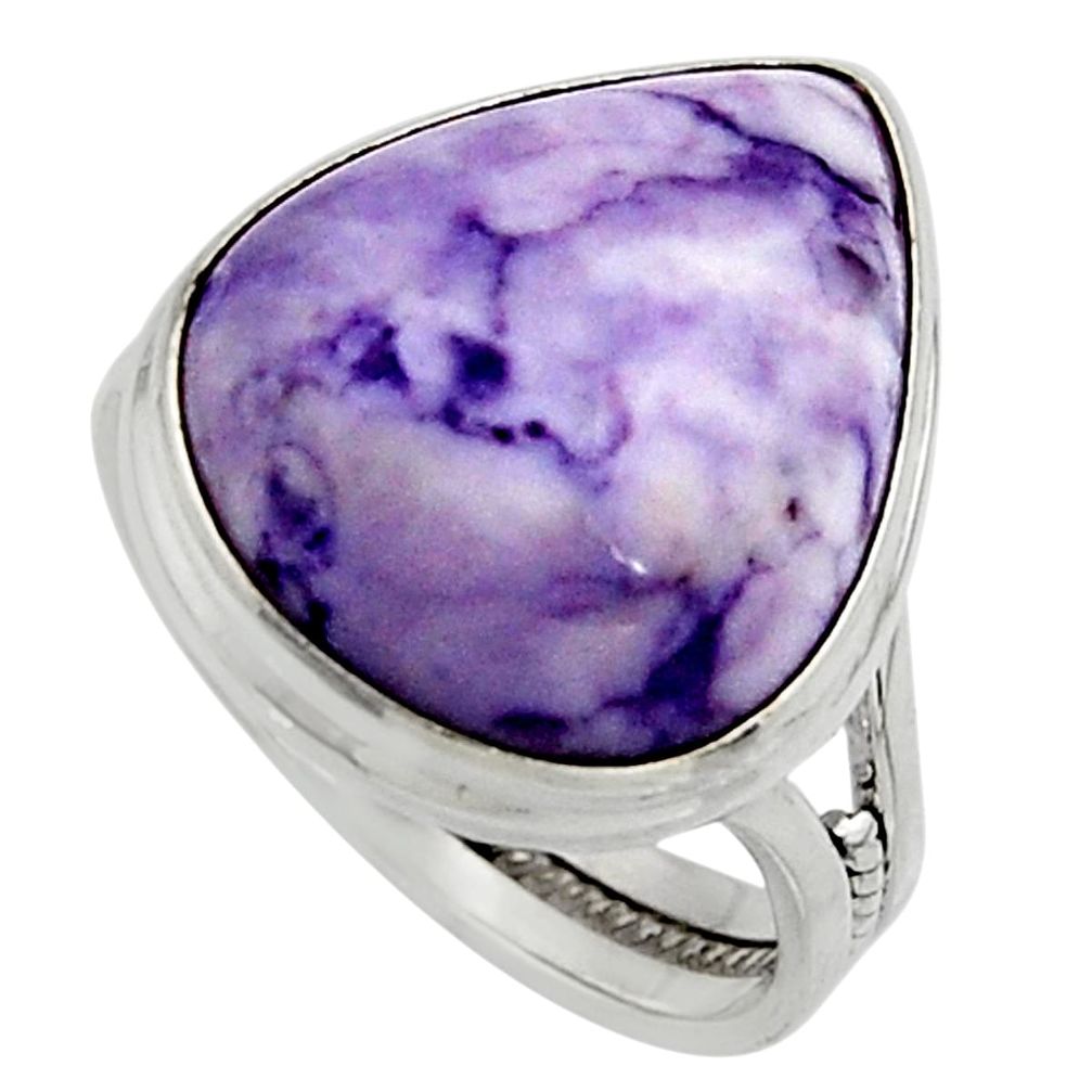 14.90cts natural purple tiffany stone 925 silver solitaire ring size 9 r11636
