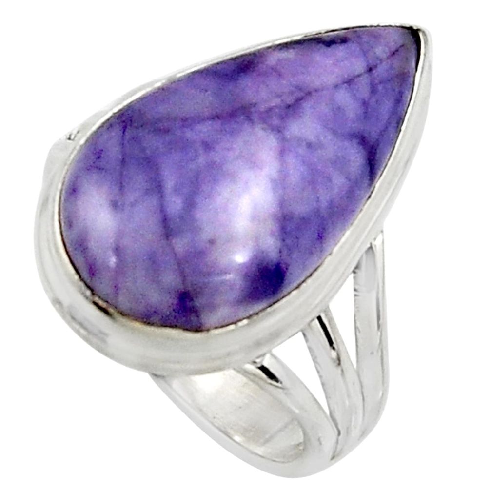 12.34cts natural purple tiffany stone 925 silver solitaire ring size 8 r11639