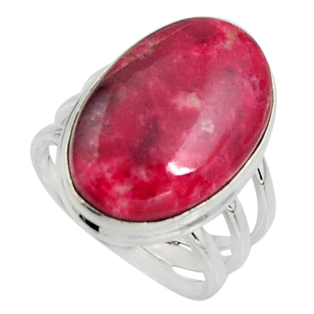 17.38cts natural pink thulite oval 925 silver solitaire ring size 8.5 r11641