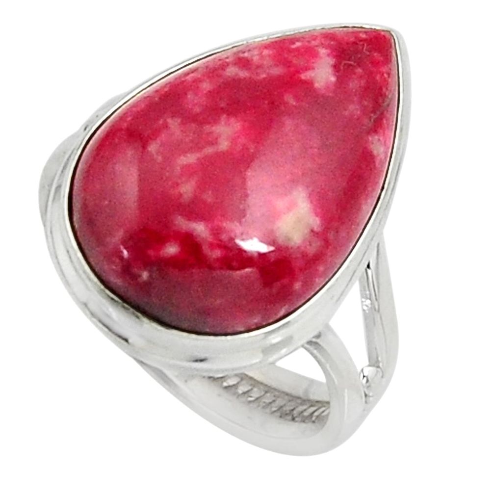 15.93cts natural pink thulite 925 silver solitaire ring jewelry size 8 r11642