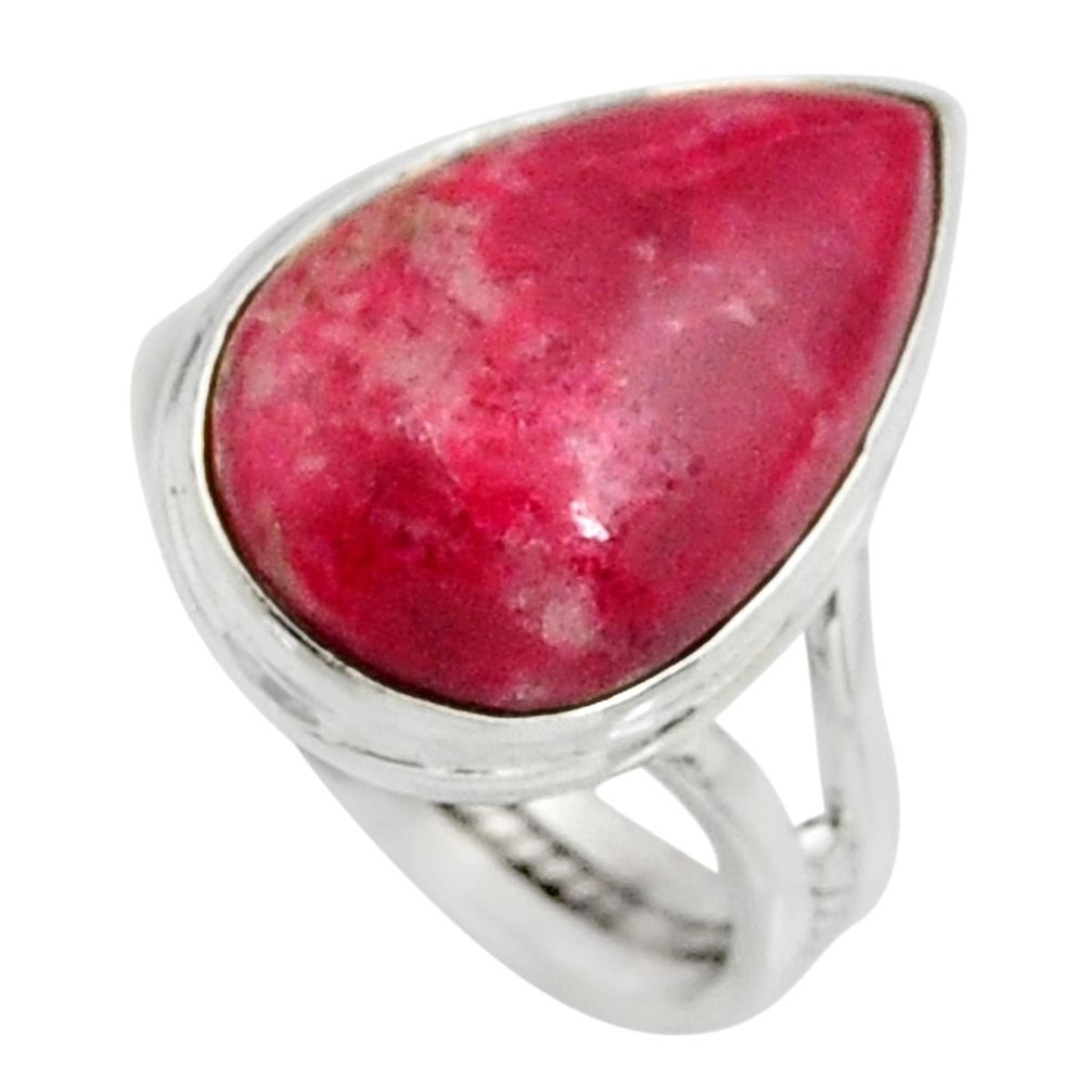 925 silver 10.32cts natural pink thulite solitaire ring jewelry size 7.5 r11644