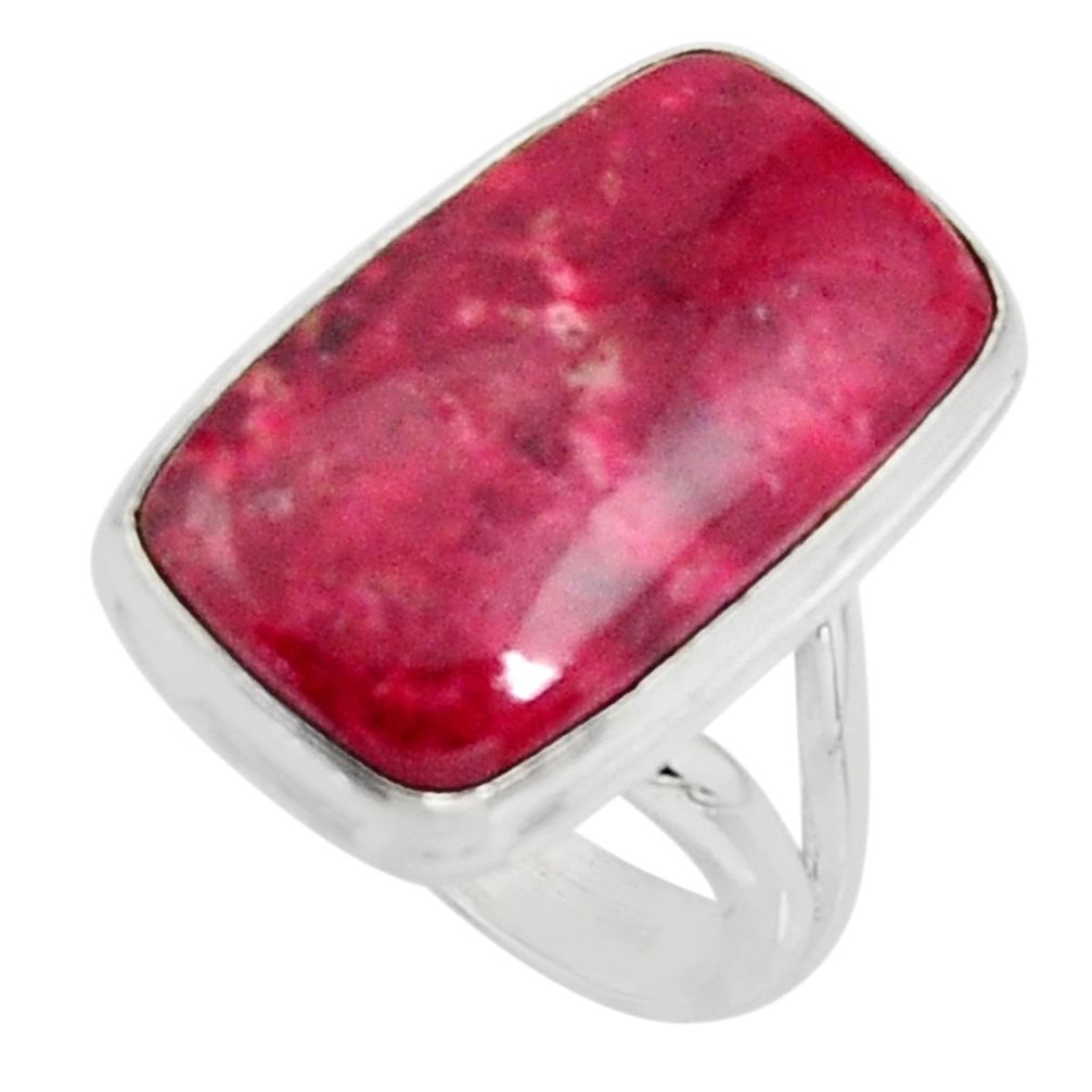 16.92cts natural pink thulite 925 silver solitaire ring size 8.5 r11646