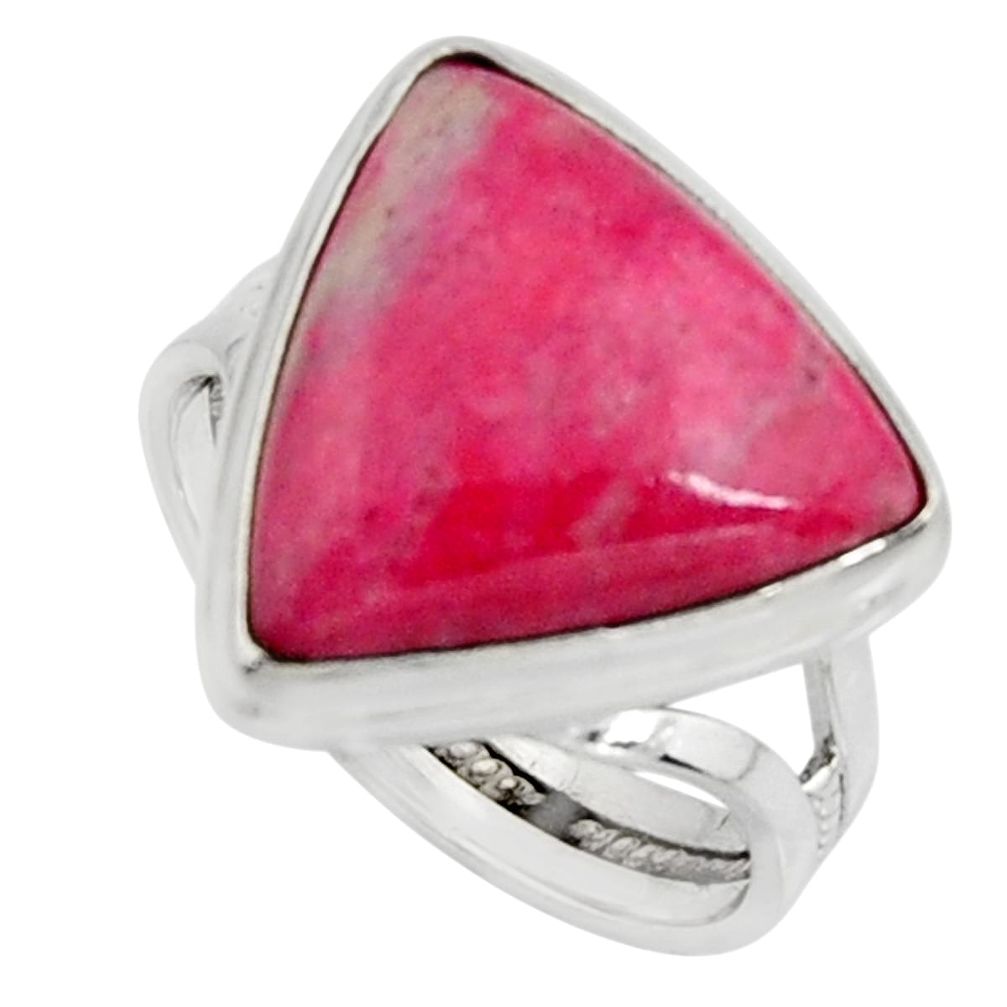 13.71cts natural pink thulite 925 silver solitaire ring jewelry size 8 r11647