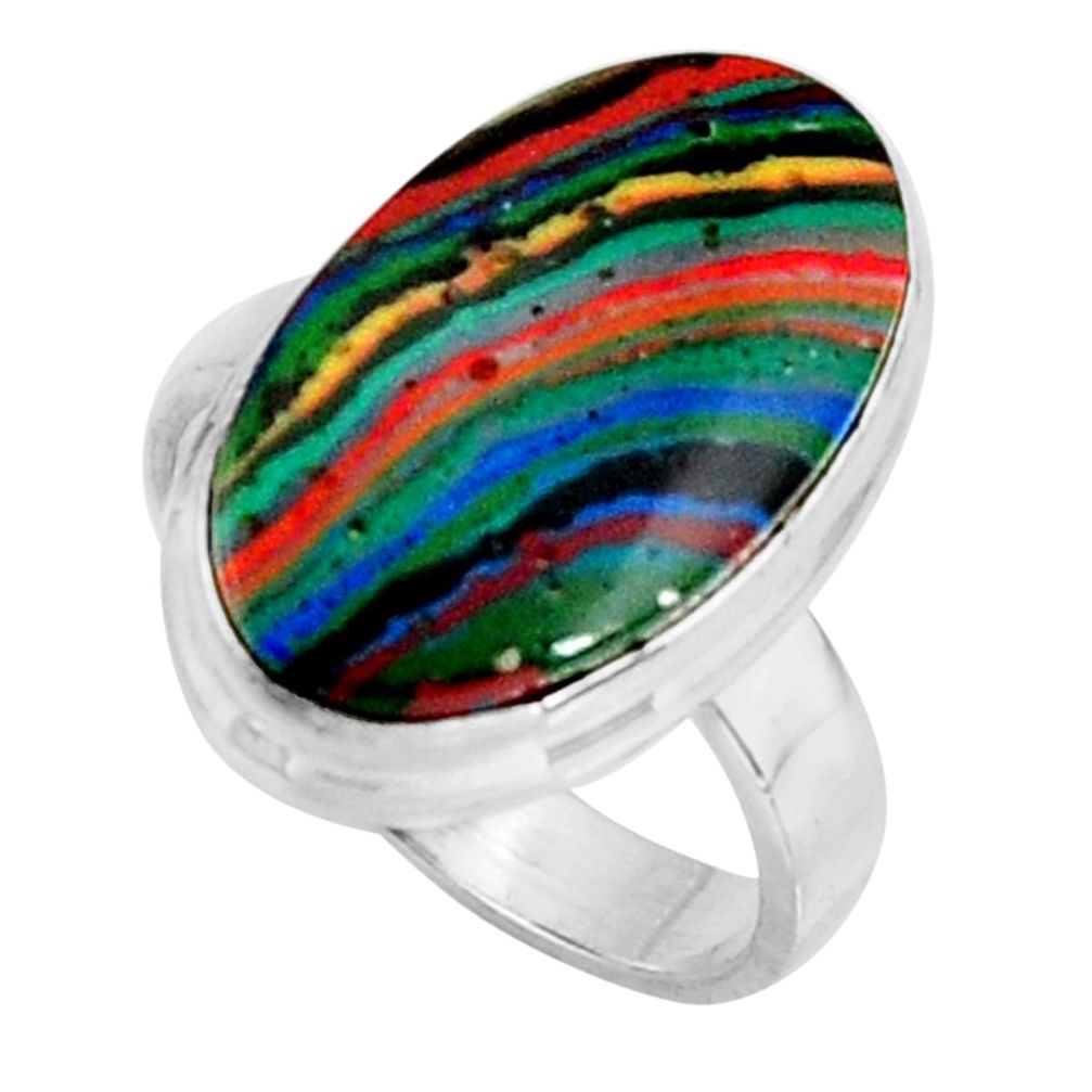 9.05cts natural rainbow calsilica 925 silver solitaire ring size 7 r11668