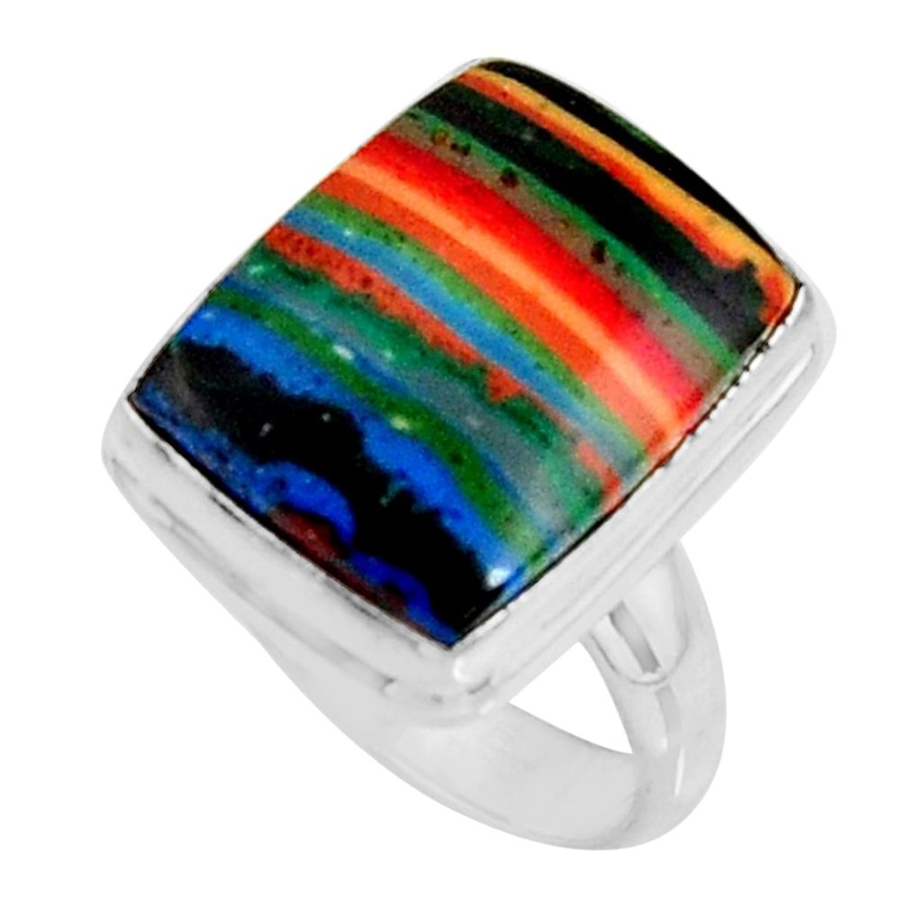 9.86cts natural rainbow calsilica 925 silver solitaire ring size 7 r11669