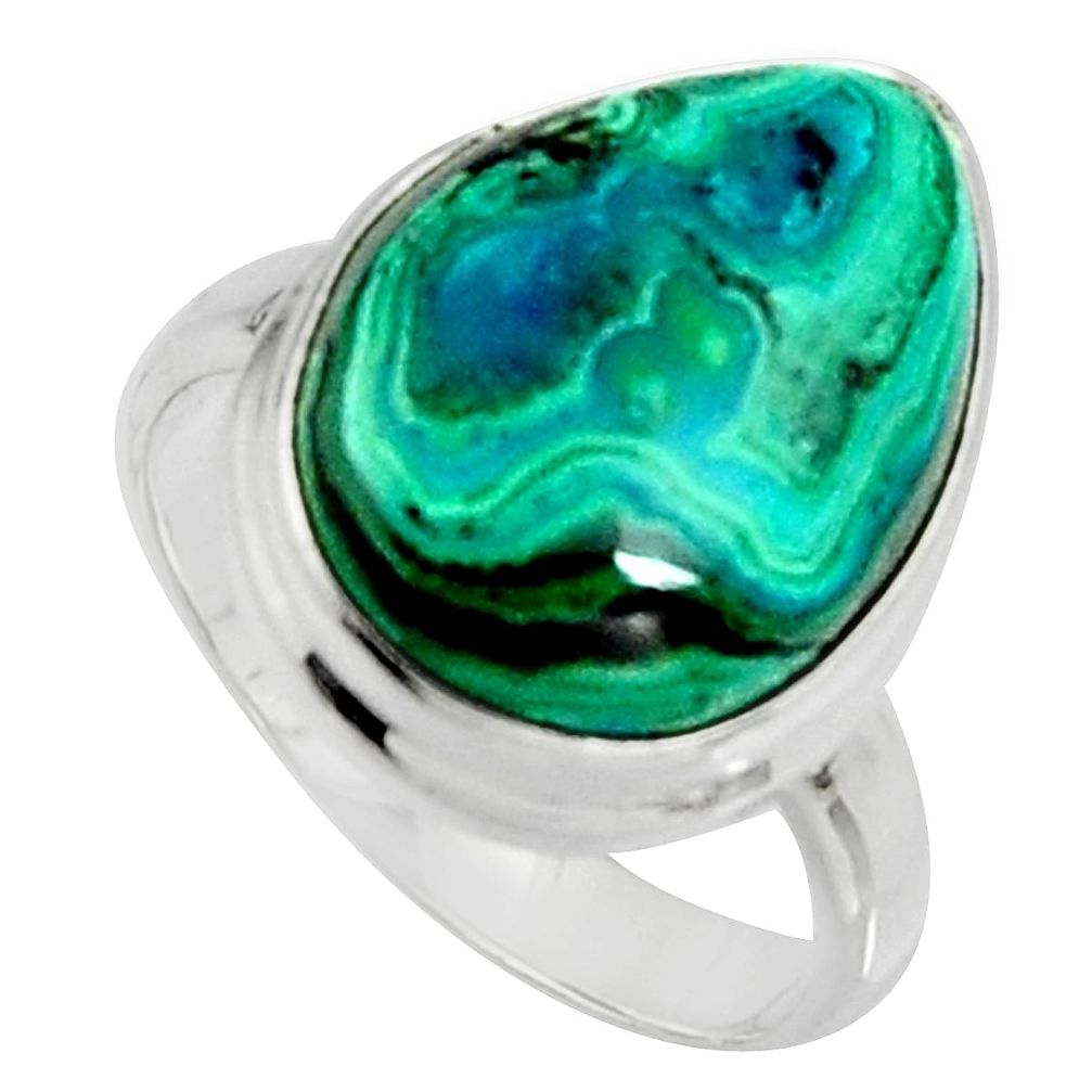 10.17cts natural green azurite malachite 925 silver solitaire ring size 7 r11745