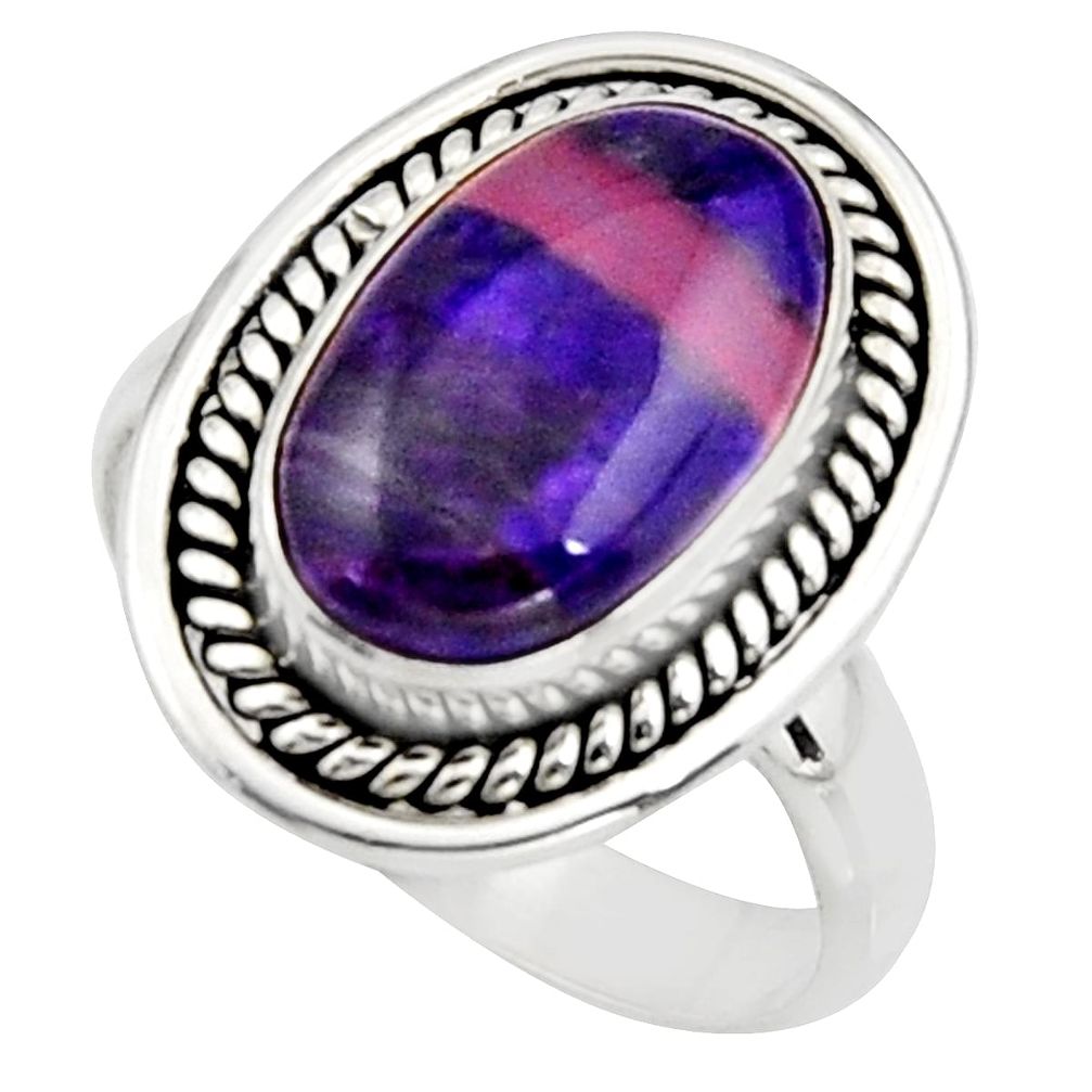 6.48cts natural purple sugilite 925 silver solitaire ring size 8.5 r11748
