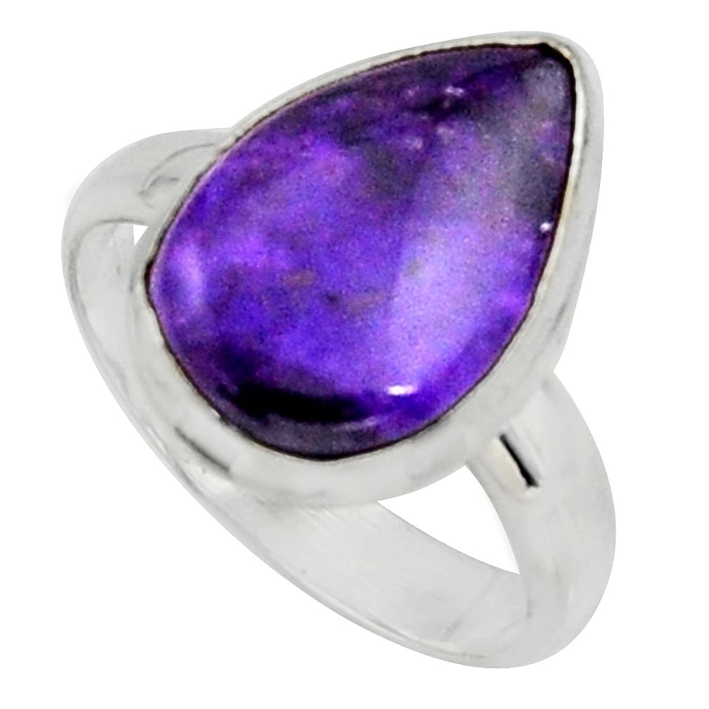 5.11cts natural purple sugilite 925 silver solitaire ring size 6.5 r11749