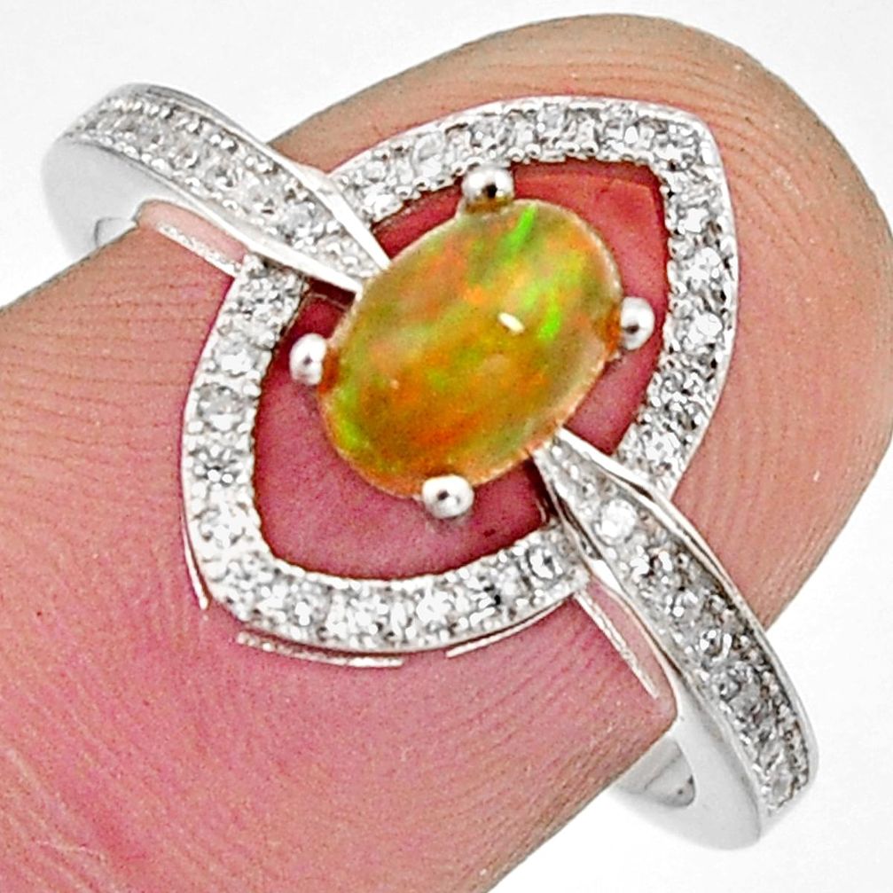 2.61cts natural multi color ethiopian opal 925 silver ring size 8.5 r11901