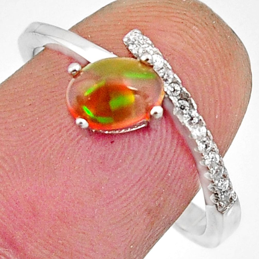 2.20cts natural multi color ethiopian opal 925 silver ring size 8.5 r11903