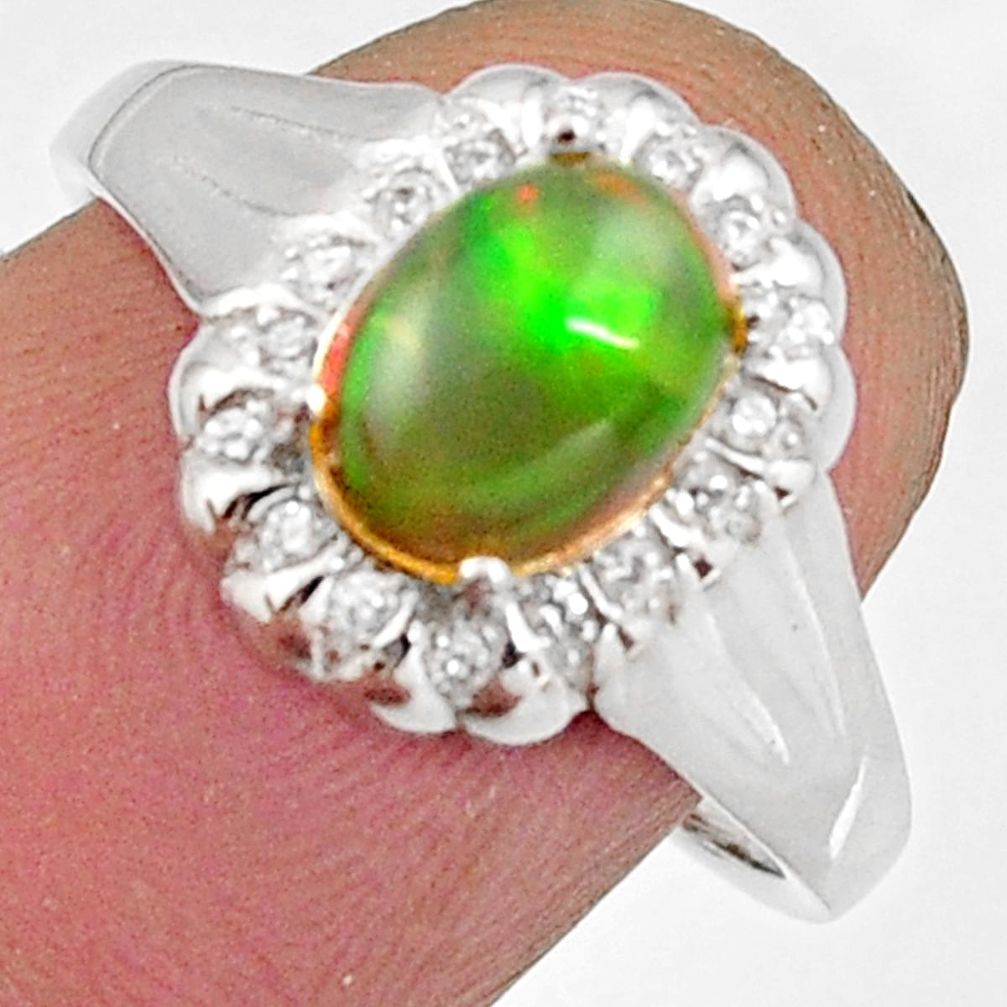 925 silver 3.27cts natural multi color ethiopian opal oval ring size 7.5 r11904