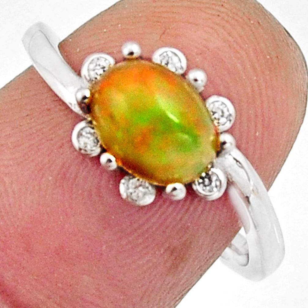 2.68cts natural multi color ethiopian opal 925 silver ring size 7 r11906