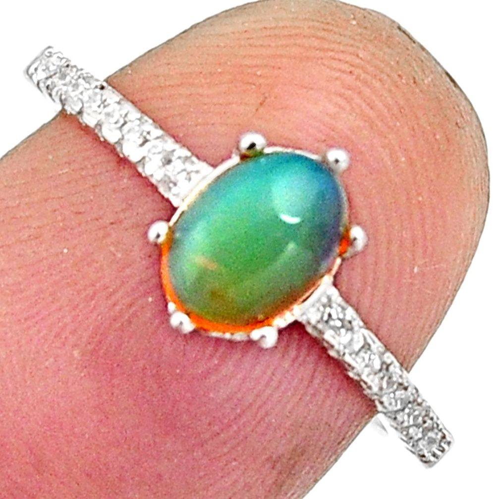 2.05cts natural multi color ethiopian opal 925 silver ring size 6.5 r11912