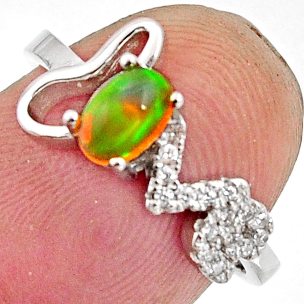 1.65cts natural multi color ethiopian opal 925 silver ring size 6.5 r11914