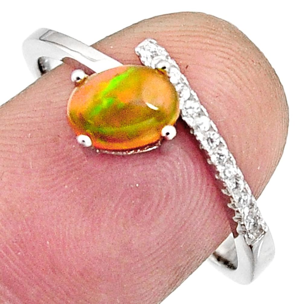 1.98cts natural multi color ethiopian opal 925 silver ring size 8.5 r11920