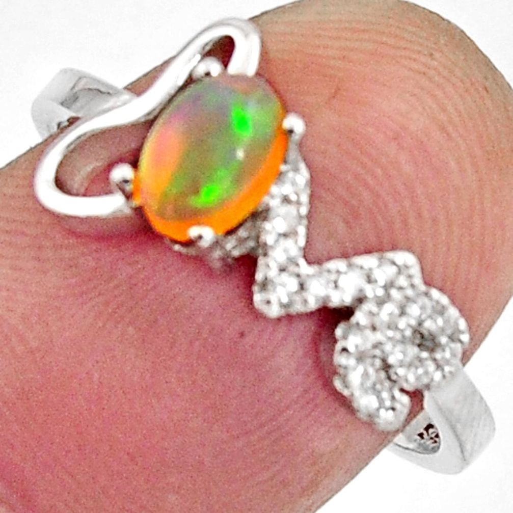 1.87cts natural multi color ethiopian opal 925 silver ring size 7.5 r11922