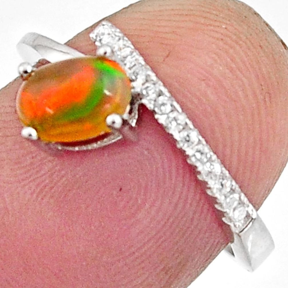 925 silver 2.21cts natural multi color ethiopian opal oval ring size 6.5 r11924