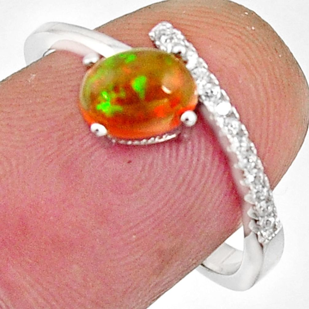 2.12cts natural multi color ethiopian opal 925 silver ring size 7.5 r11939