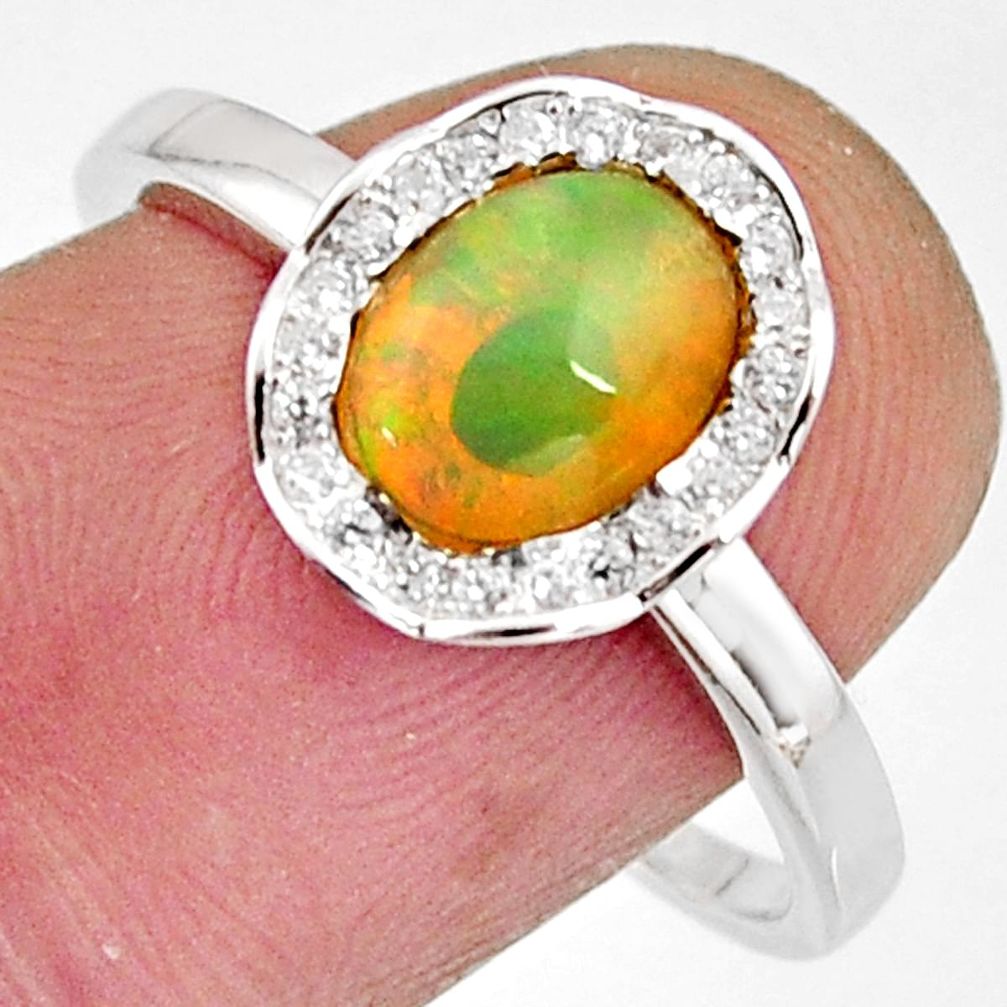 925 silver 2.91cts natural multi color ethiopian opal oval ring size 9 r11940