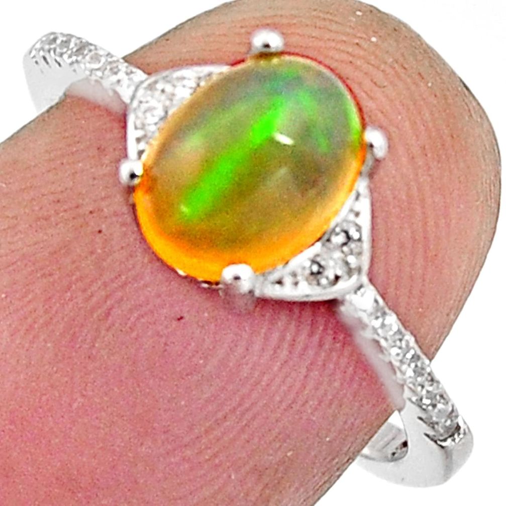 925 silver 2.60cts natural multi color ethiopian opal oval ring size 6.5 r11943
