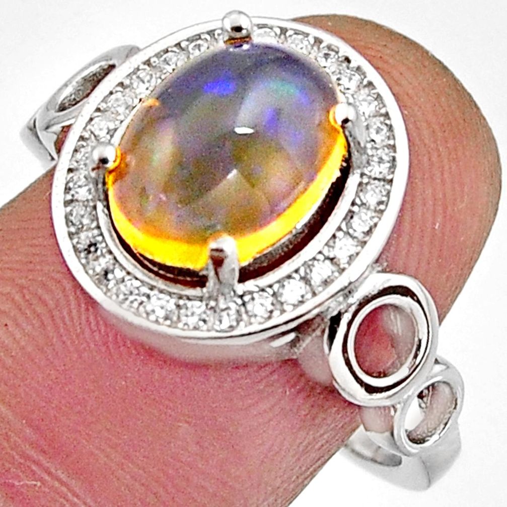 4.68cts natural multi color ethiopian opal 925 silver ring size 8.5 r11947