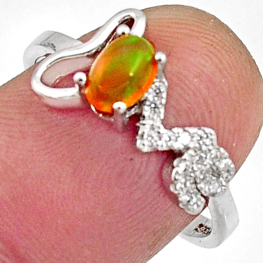 2.03cts natural multi color ethiopian opal 925 silver ring size 7.5 r11952