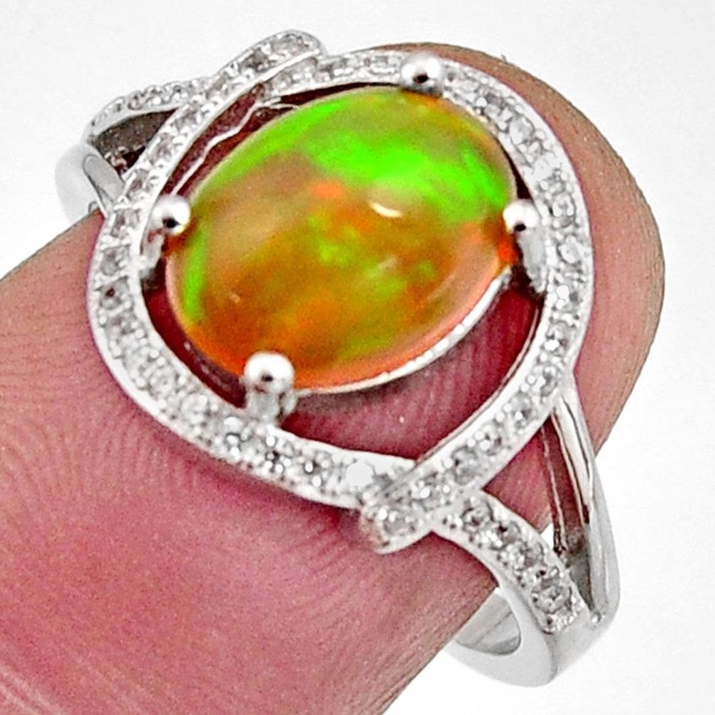 925 silver 4.43cts natural multi color ethiopian opal ring size 7.5 r11953