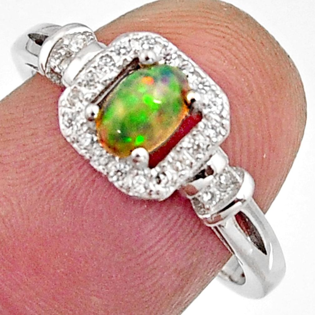 2.42cts natural multi color ethiopian opal 925 silver ring size 7.5 r11955