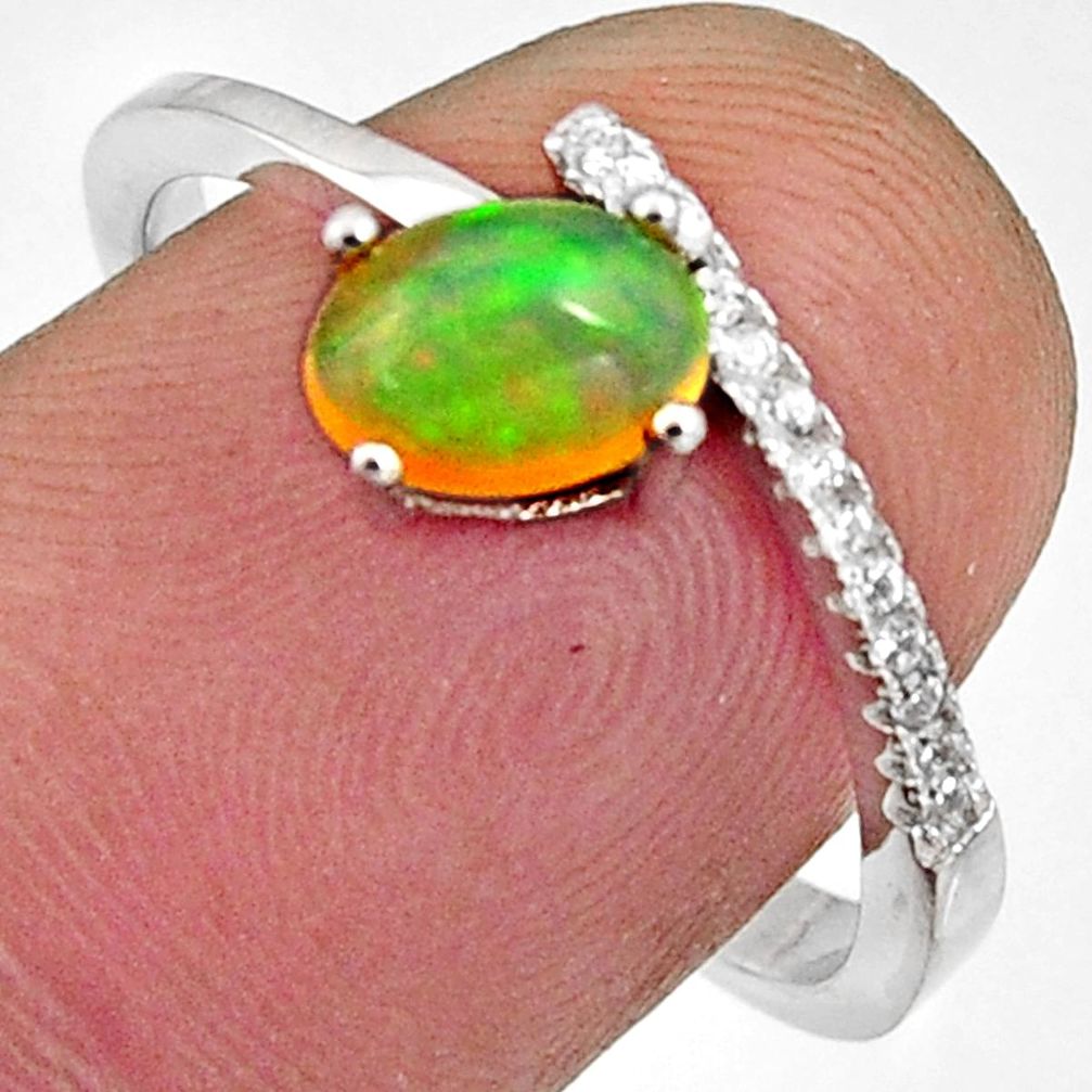 925 silver 1.83cts natural multi color ethiopian opal oval ring size 8.5 r11956