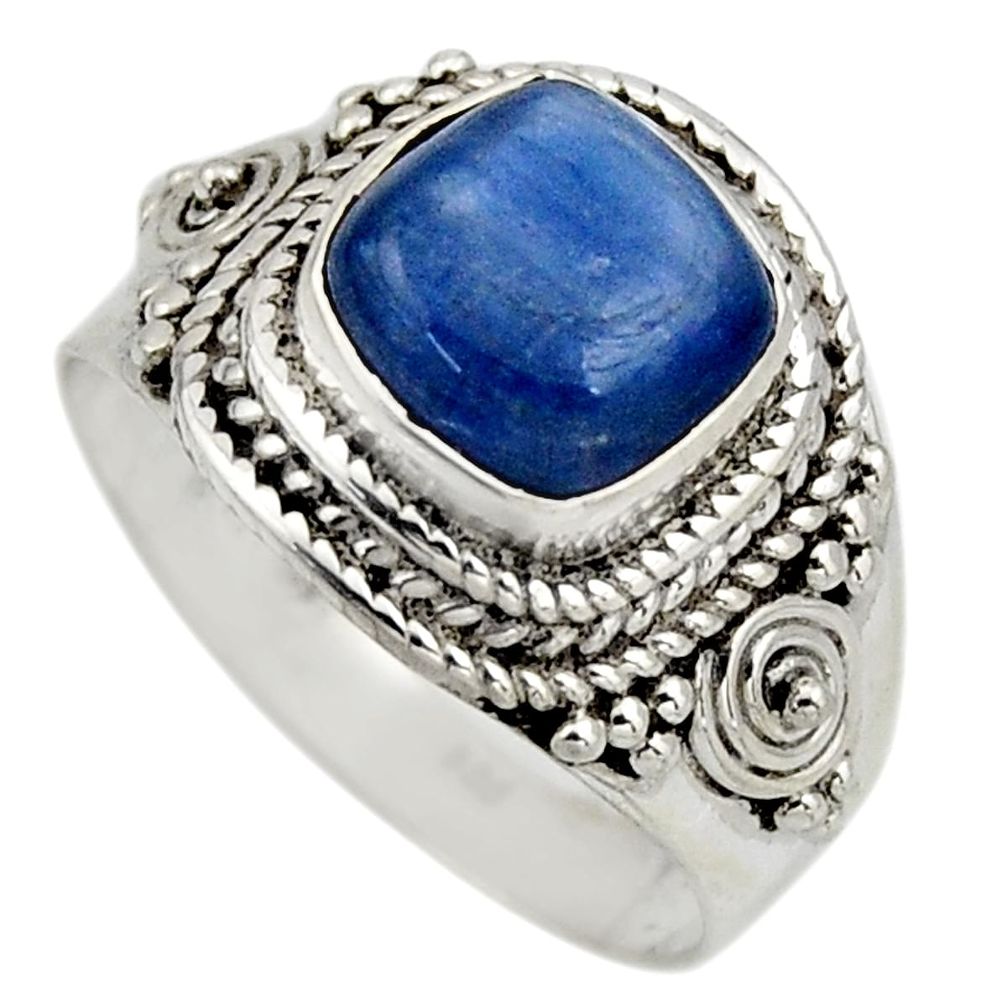 3.42cts natural blue kyanite 925 sterling silver solitaire ring size 7 r12413