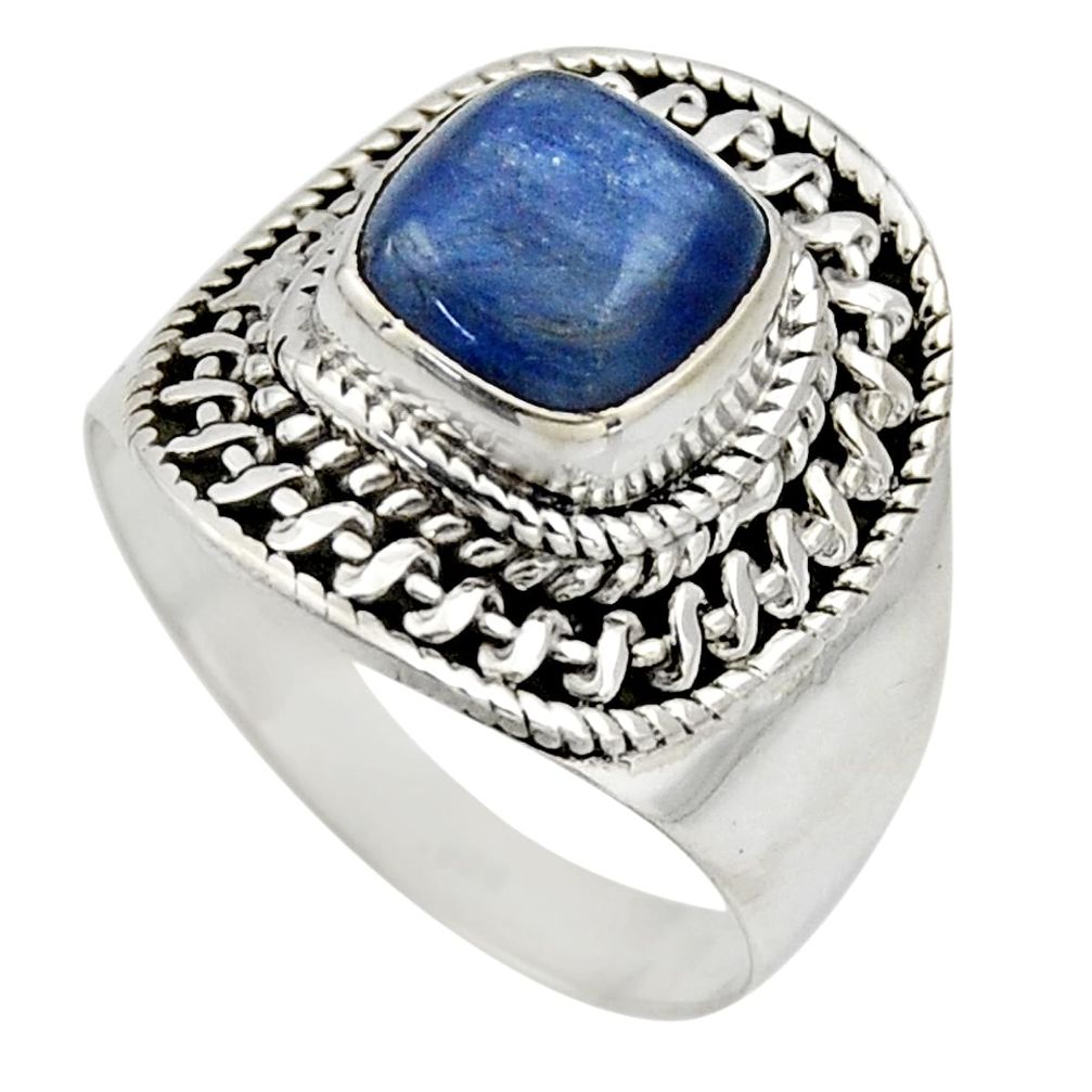 3.01cts natural blue kyanite 925 sterling silver solitaire ring size 7.5 r12414