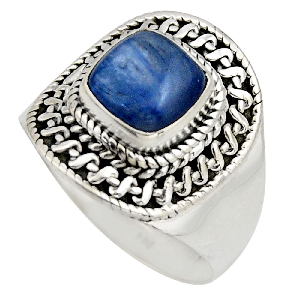 3.16cts natural blue kyanite 925 sterling silver solitaire ring size 8 r12415