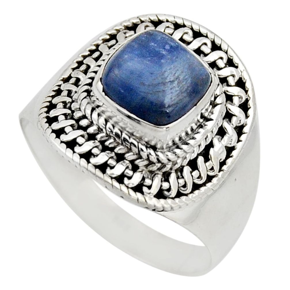 3.16cts natural blue kyanite 925 sterling silver solitaire ring size 9 r12419