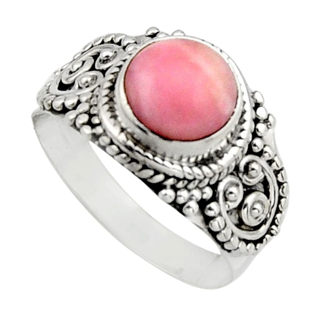 3.01cts natural pink opal 925 sterling silver solitaire ring size 7.5 r12941