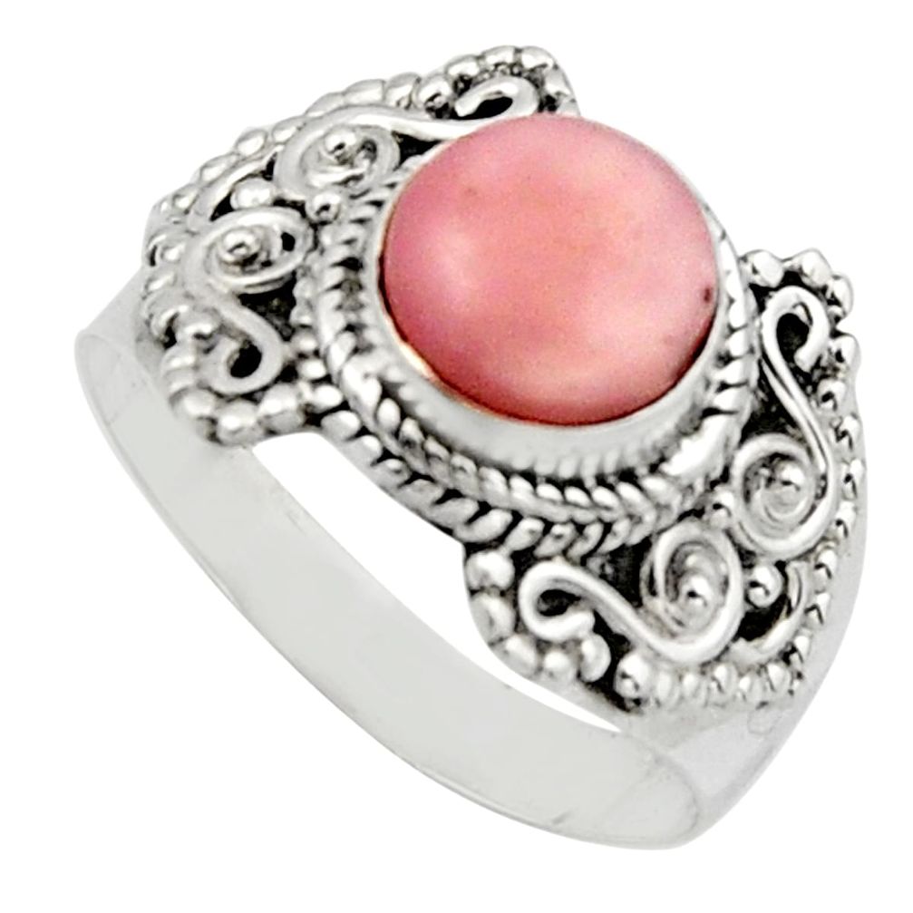 3.25cts natural pink opal 925 sterling silver solitaire ring size 8.5 r12943