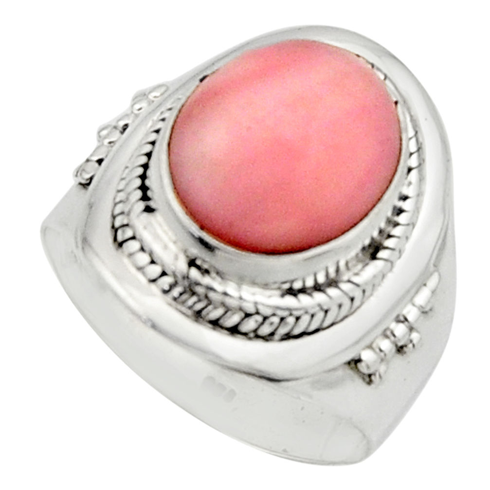 5.51cts natural pink opal 925 sterling silver solitaire ring size 7 r12947