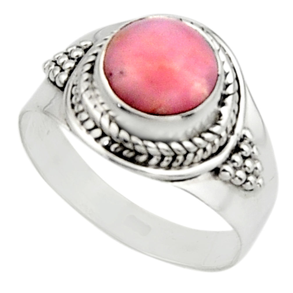 925 sterling silver 3.13cts natural pink opal solitaire ring size 7 r12948