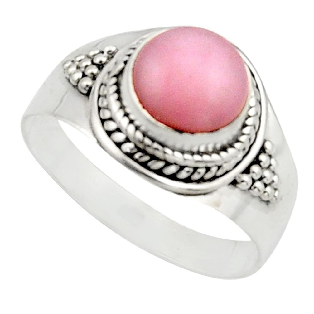 3.32cts natural pink opal 925 sterling silver solitaire ring size 9 r12949