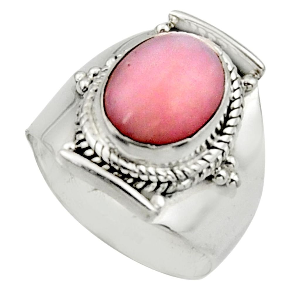 3.88cts natural pink opal 925 sterling silver solitaire ring size 6.5 r12951