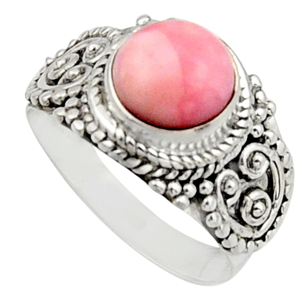 925 sterling silver 3.01cts natural pink opal solitaire ring size 7 r12952