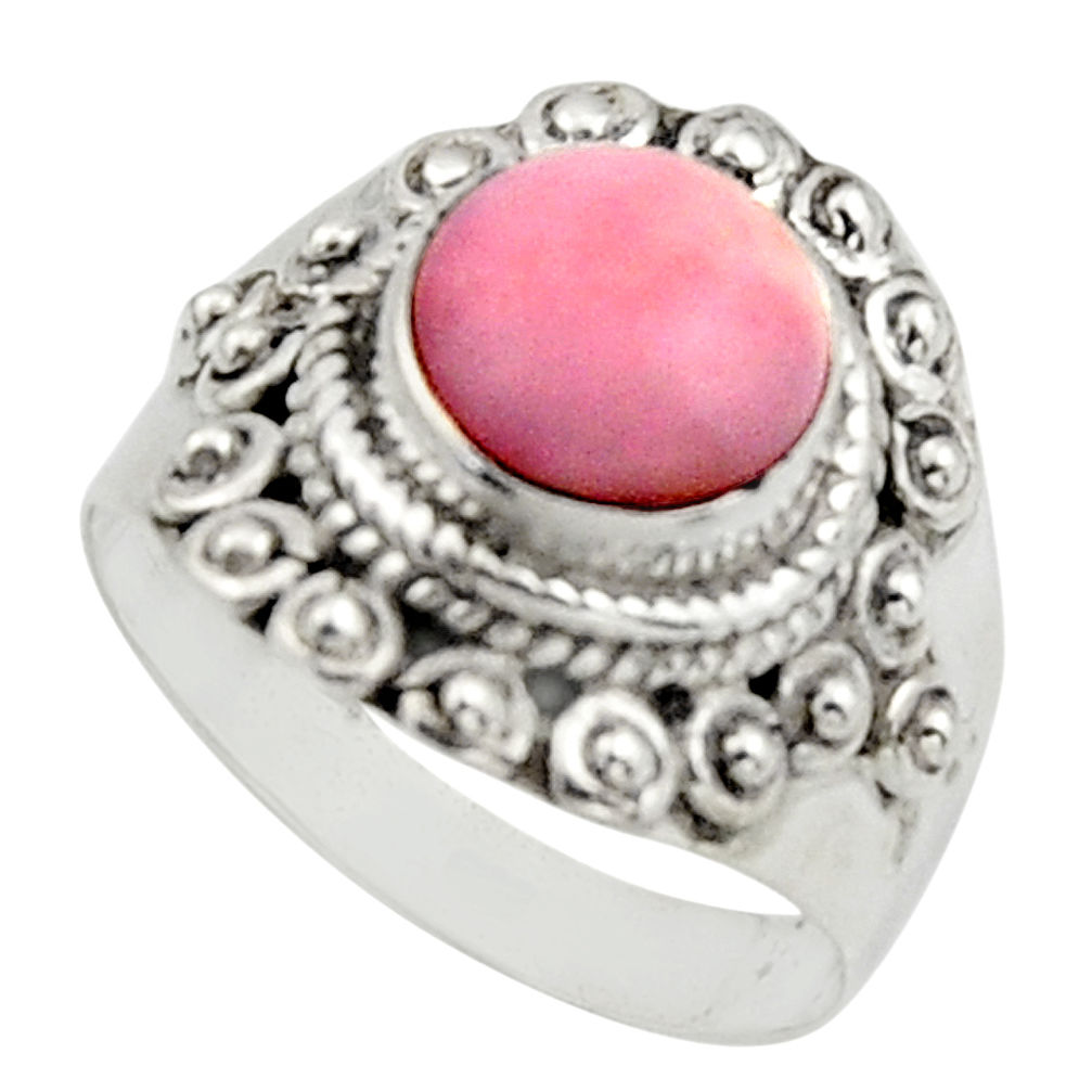 3.14cts natural pink opal 925 sterling silver solitaire ring size 7 r12957