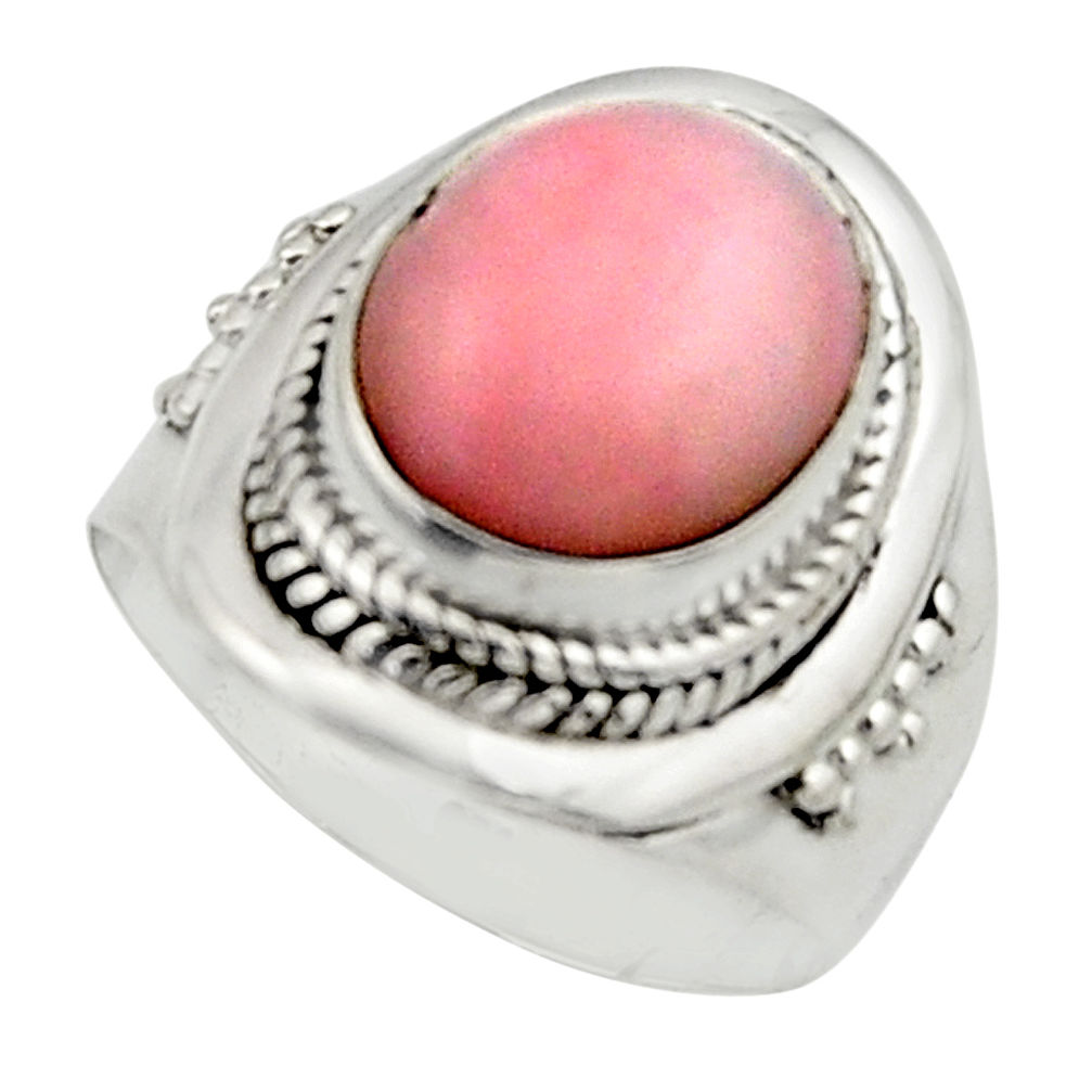 5.53cts natural pink opal 925 sterling silver solitaire ring size 7 r12958