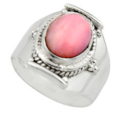 Clearance Sale- 4.06cts natural pink opal 925 sterling silver solitaire ring size 6.5 r12960