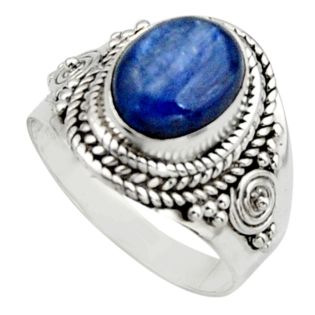 4.02cts natural blue kyanite 925 sterling silver solitaire ring size 7 r12962