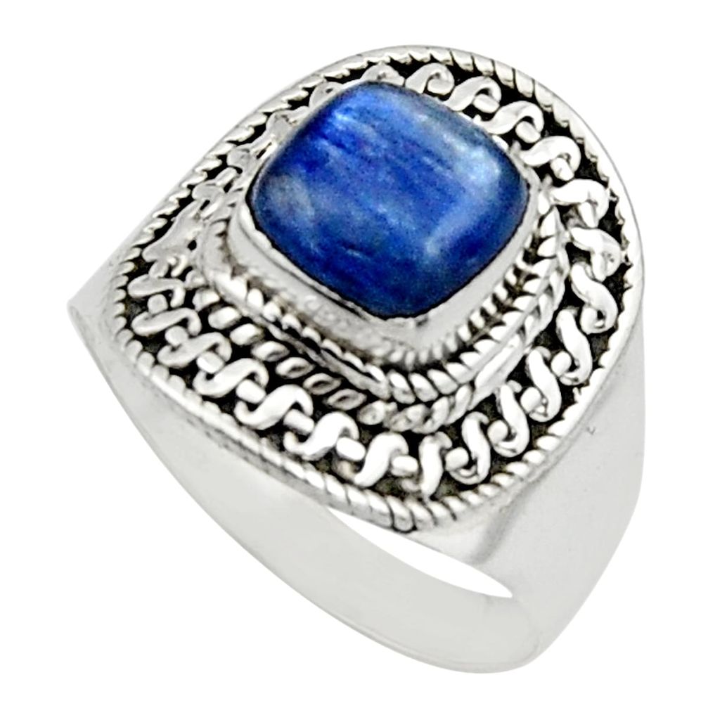 3.16cts natural blue kyanite 925 sterling silver solitaire ring size 8 r12970