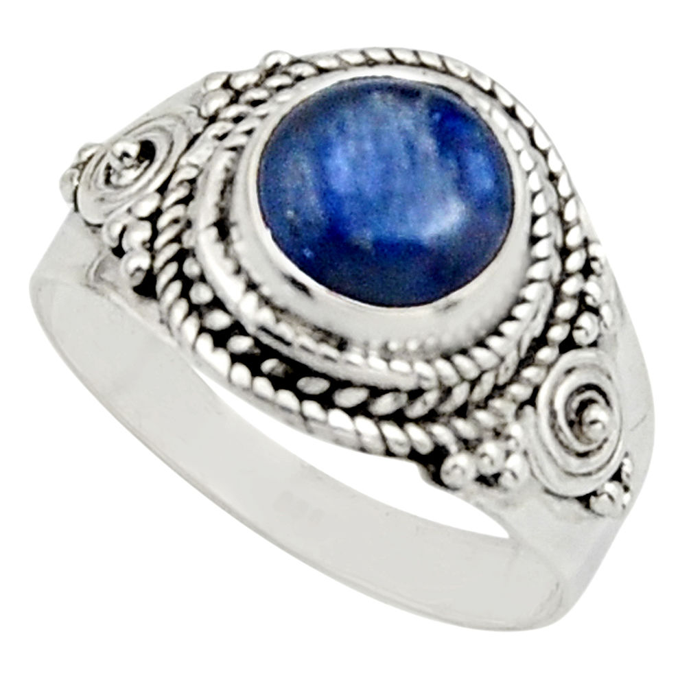 3.41cts natural blue kyanite 925 sterling silver solitaire ring size 8.5 r12972