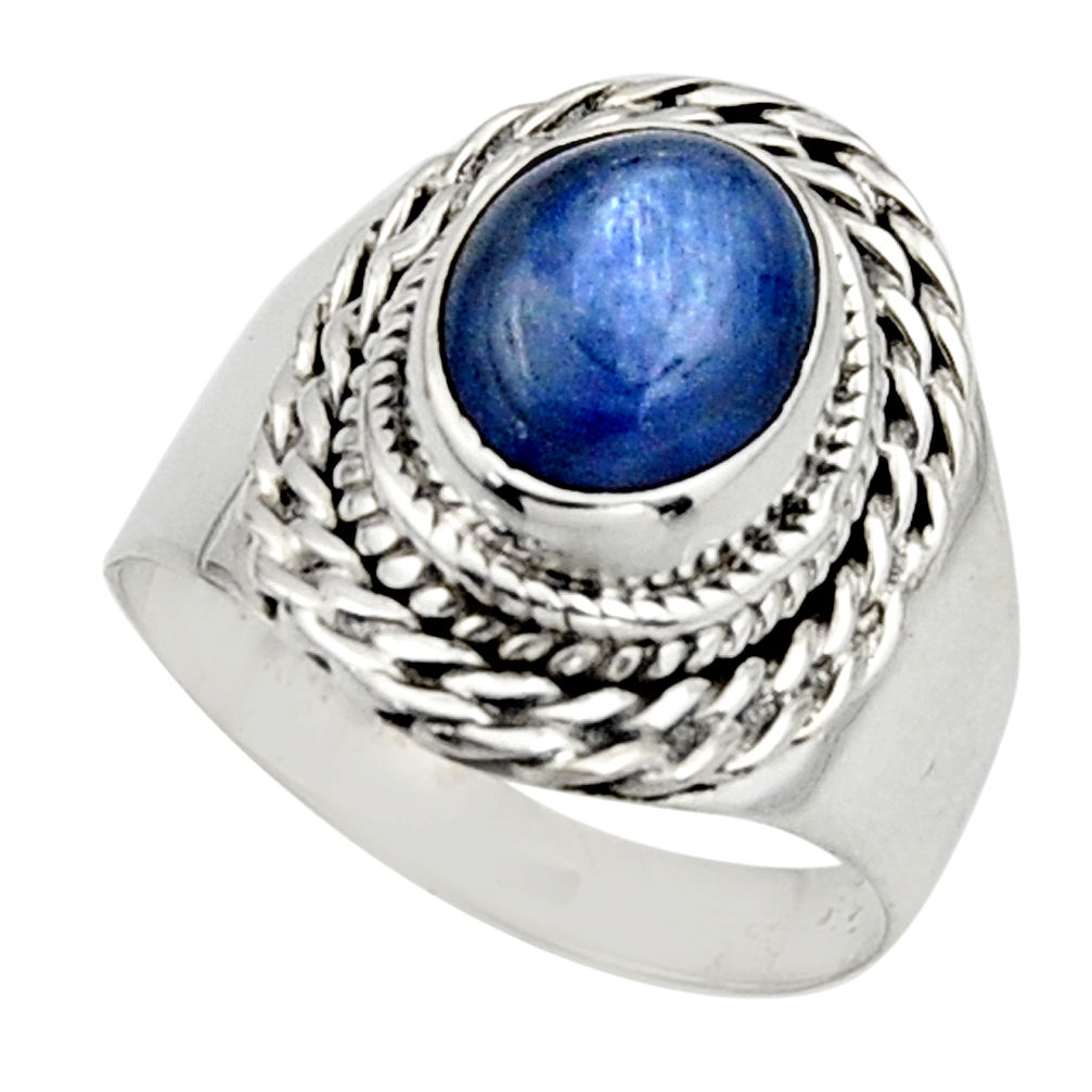 4.21cts natural blue kyanite 925 sterling silver solitaire ring size 7 r12973