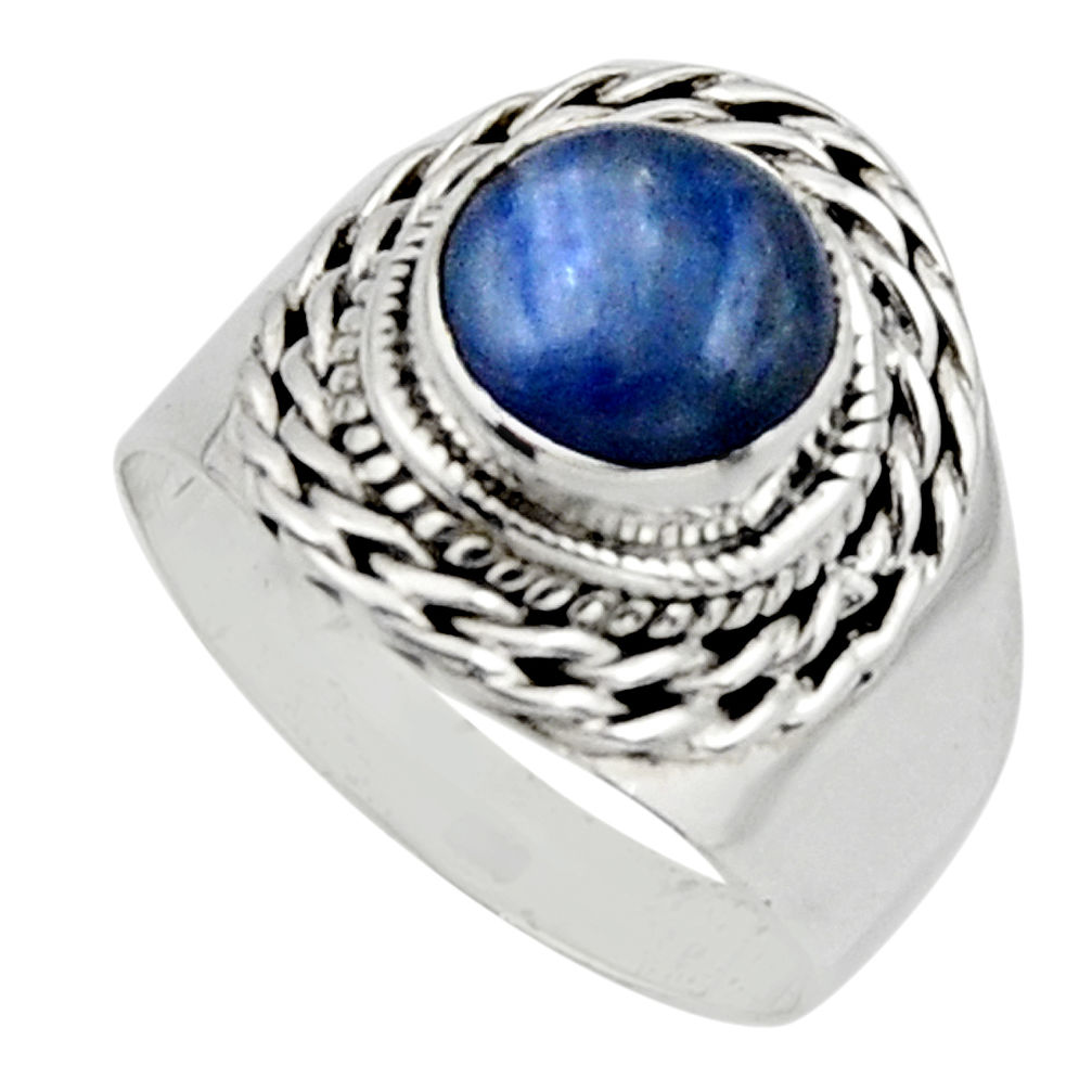 3.28cts natural blue kyanite 925 sterling silver solitaire ring size 7 r12979