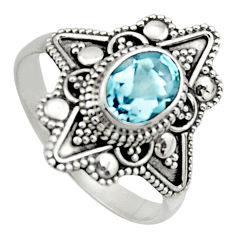 Clearance Sale- 1.96cts natural blue topaz 925 sterling silver solitaire ring size 7.5 r12996